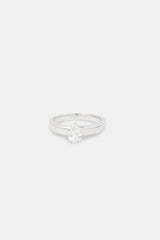 Iced CZ Pear Stone Band Ring - 8mm