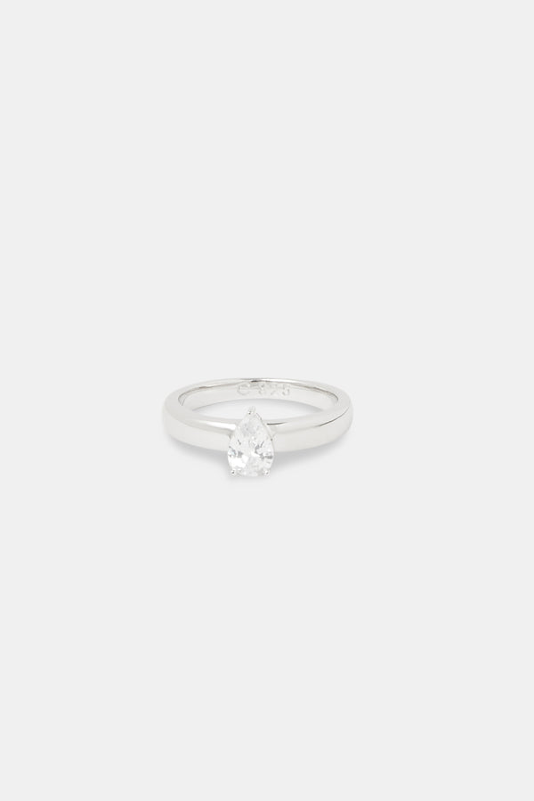 Iced CZ Pear Stone Band Ring - 8mm