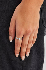 Iced CZ Pear Stone Band Ring - 8mm