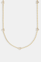 Iced Heart Thin Link Chain - 2.5mm - Gold