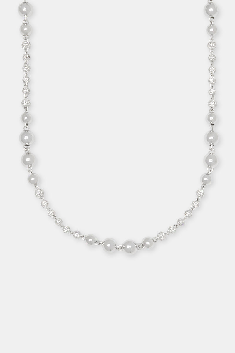 Mixed Size Polished & Ice Ball Chain