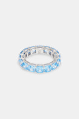 Iced Single Row Tennis Ring - Blue