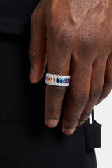 Rainbow CZ Baguette Tennis Ring