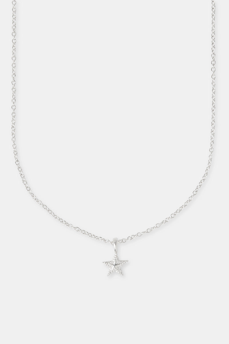 10mm Star Pendant Necklace - White