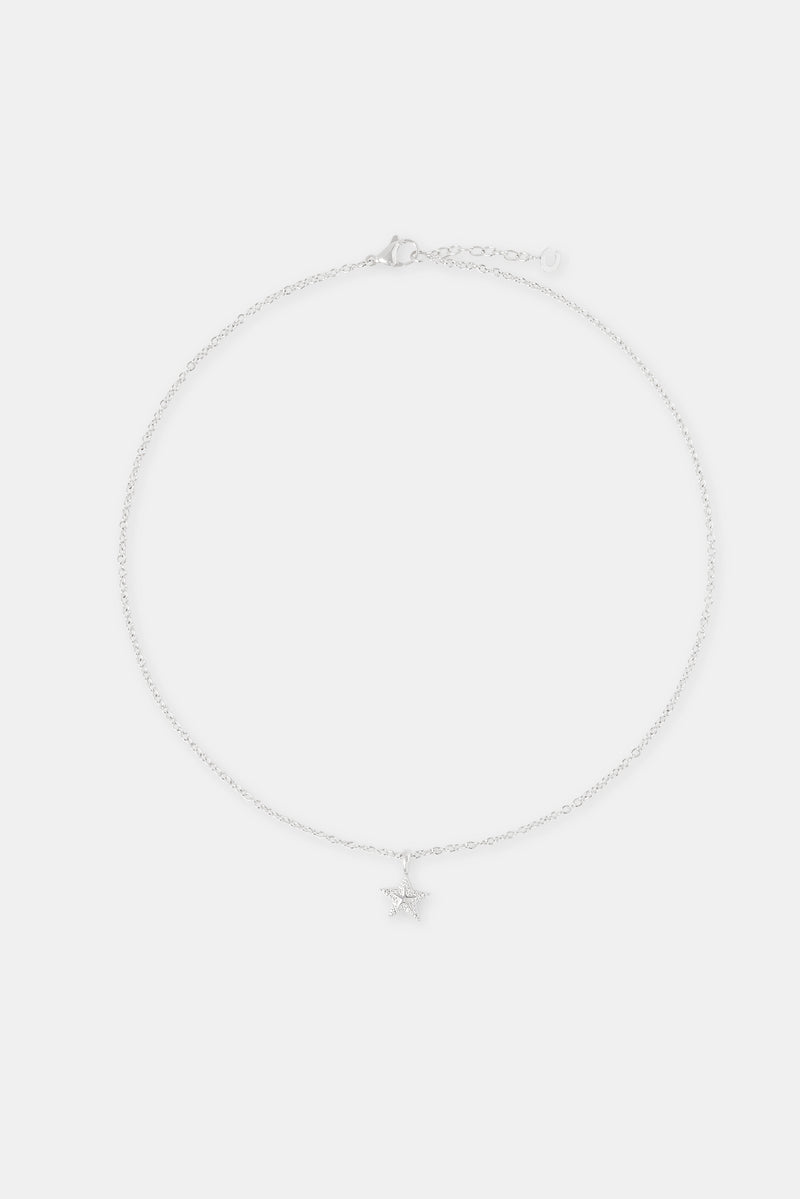 10mm Star Pendant Necklace - White