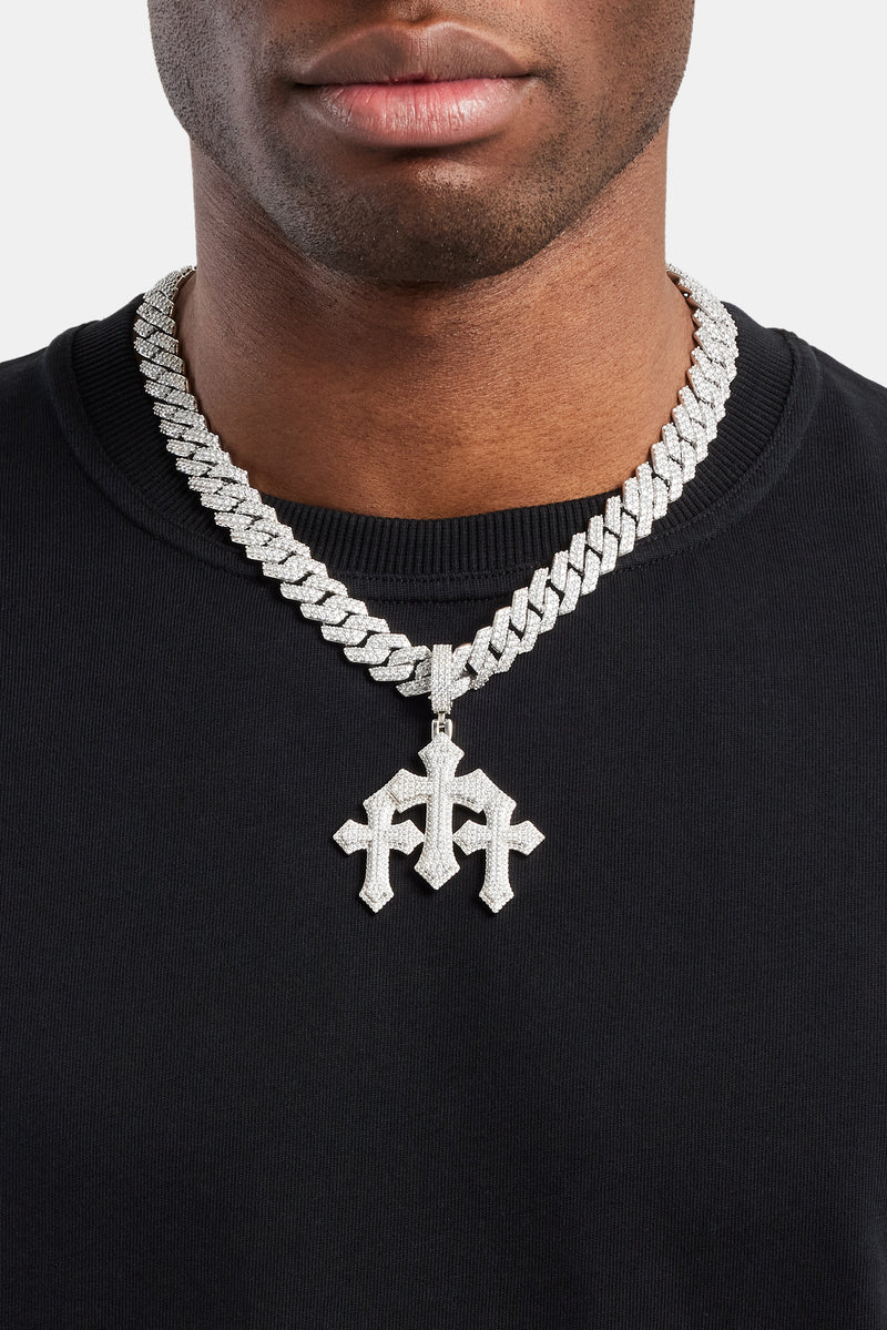 Iced Triple Cross Pendant