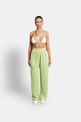 Plisse Wide Leg Trouser - Lime