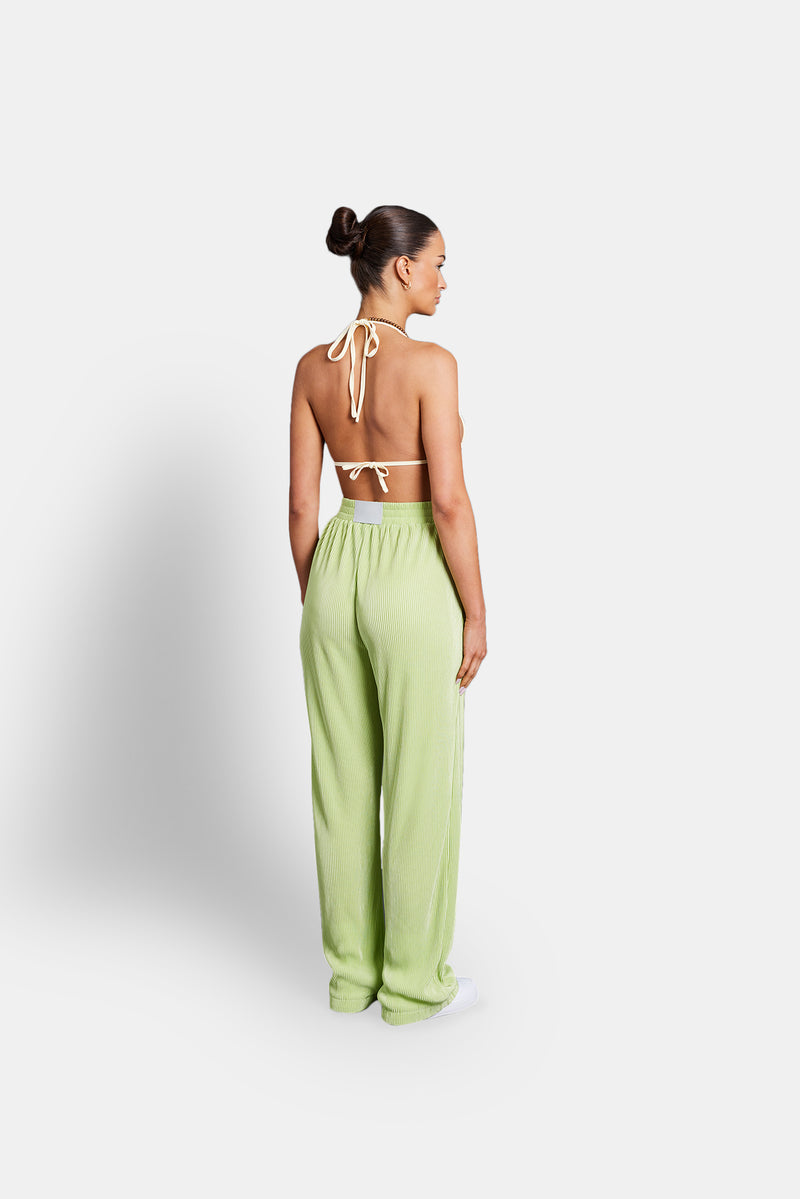 Plisse Wide Leg Trouser - Lime