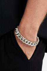 Polished Pewter Flat Cuban Bracelet