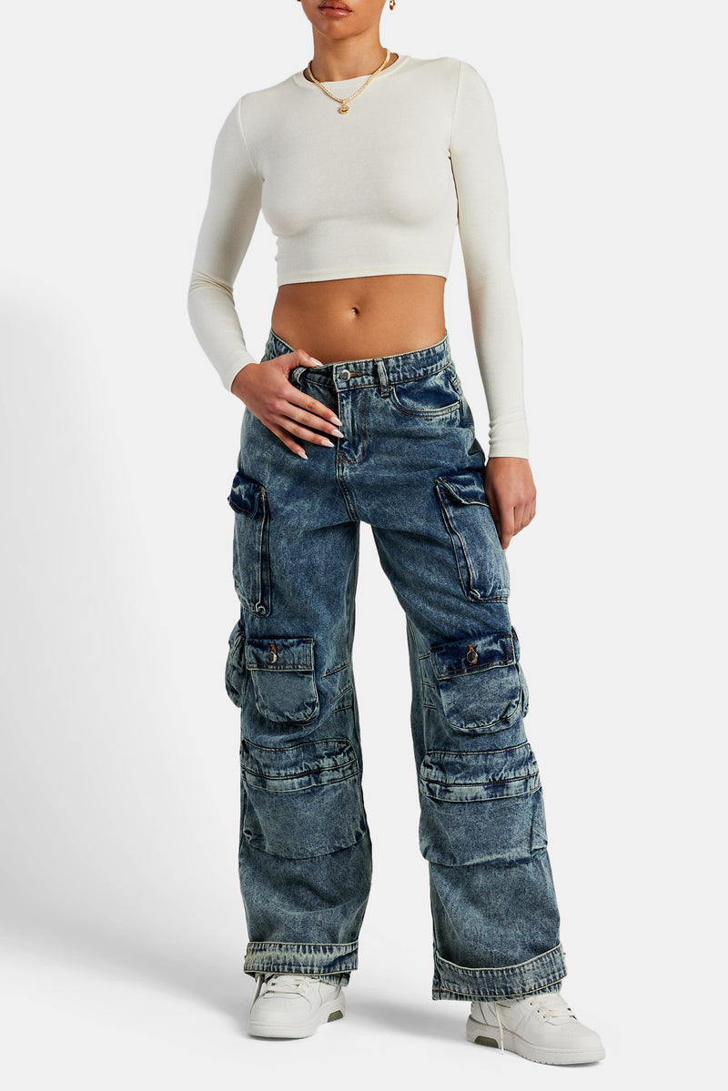 Baggy Cargo Jeans - Blue