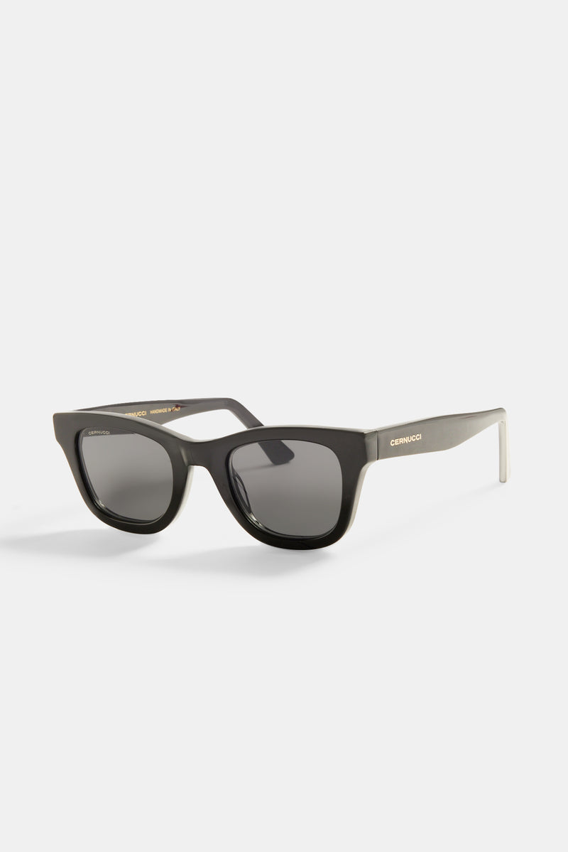 Rounded Square Acetate Frame Sunglasses - Black