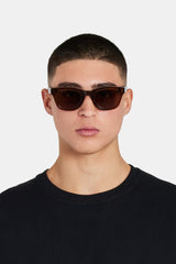 Rounded Square Acetate Frame Sunglasses - Brown