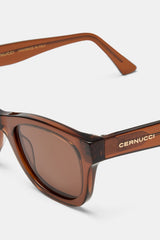 Rounded Square Acetate Frame Sunglasses - Brown