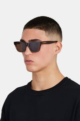 Rounded Square Acetate Frame Sunglasses - Brown