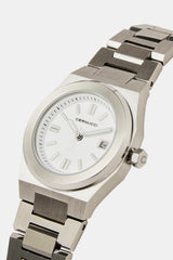 Cernucci White Dial Polished Watch - Silver