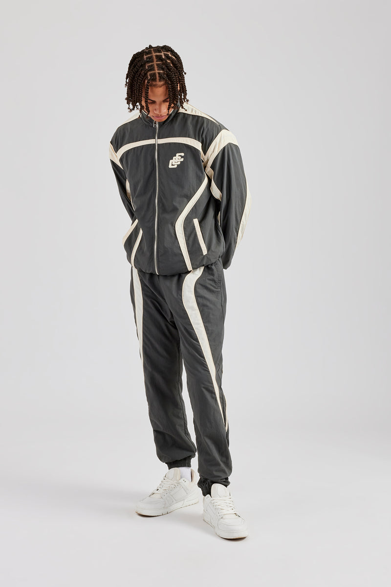 CCC Nylon Zip Through Tracksuit - Charcoal