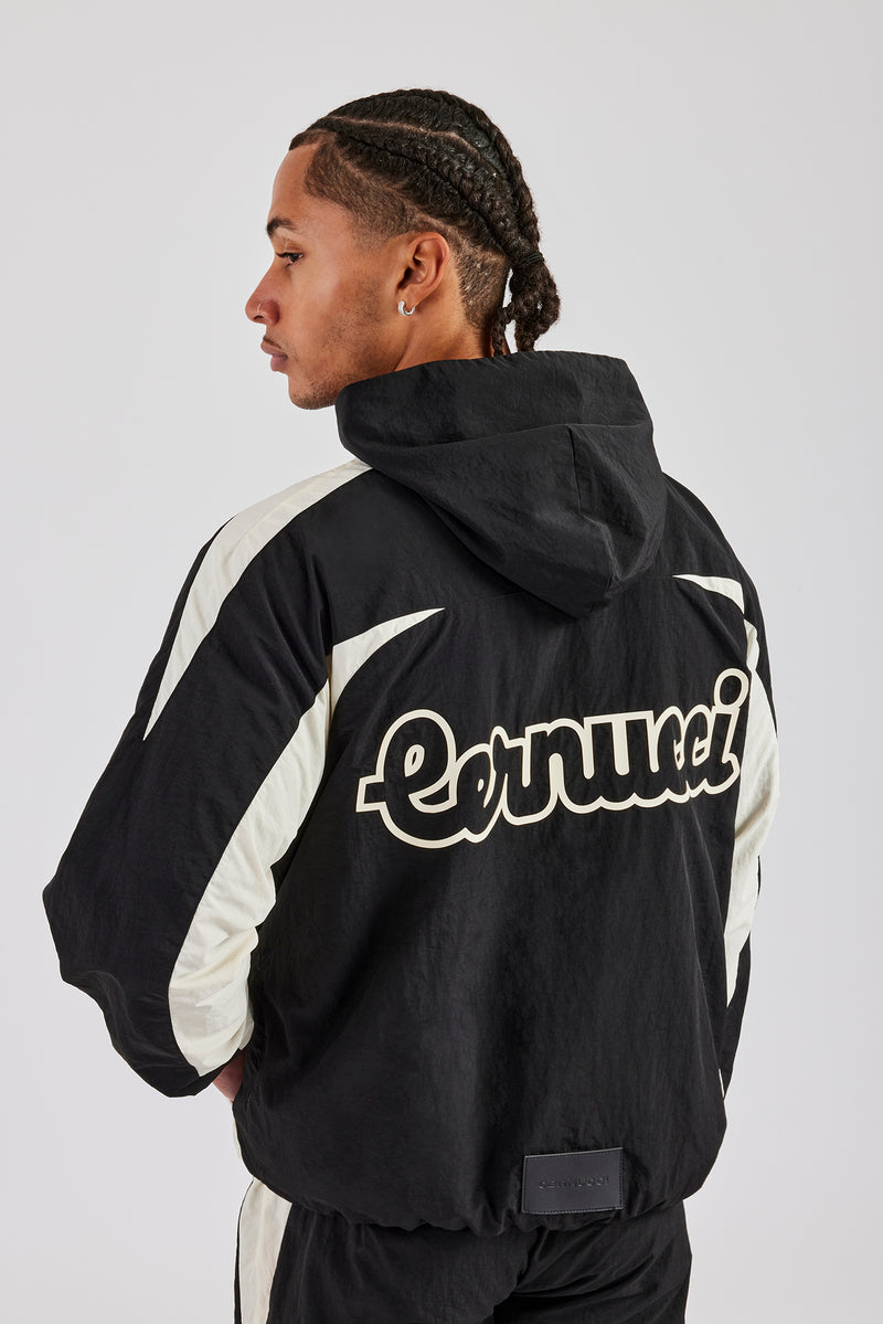 Cernucci Contrast Panel Nylon Tracksuit - Black