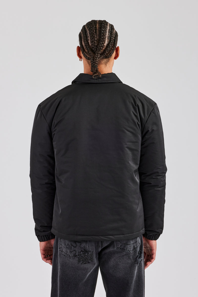 Nylon Padded Harrington Jacket - Black