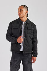 Nylon Padded Harrington Jacket - Black