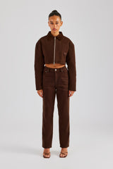 Twill Cord Collar Jacket & Trouser - Chocolate