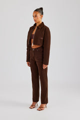 Twill Cord Collar Jacket & Trouser - Chocolate