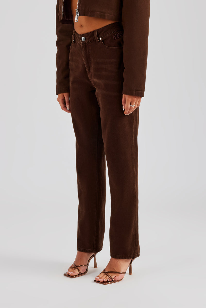 Twill Cord Collar Jacket & Trouser - Chocolate