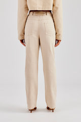 Twill Embroidered Trouser - Stone