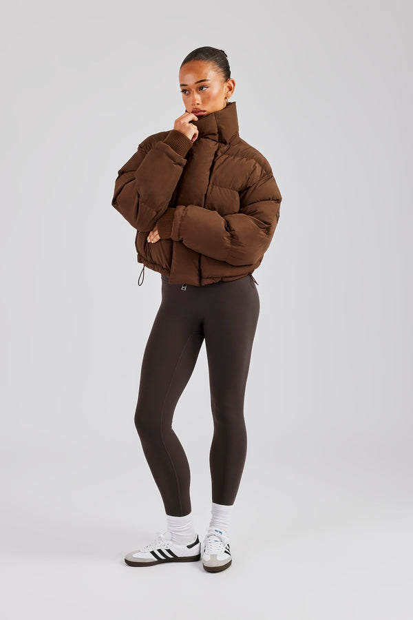 Oversized Padded Puffer Jacket - Chocolate