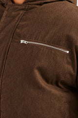 Womens Twill Utility Cargo Bomber Jacket - Chocolate