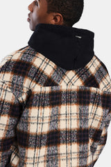 Oversized Brushed Check Overshirt - Beige