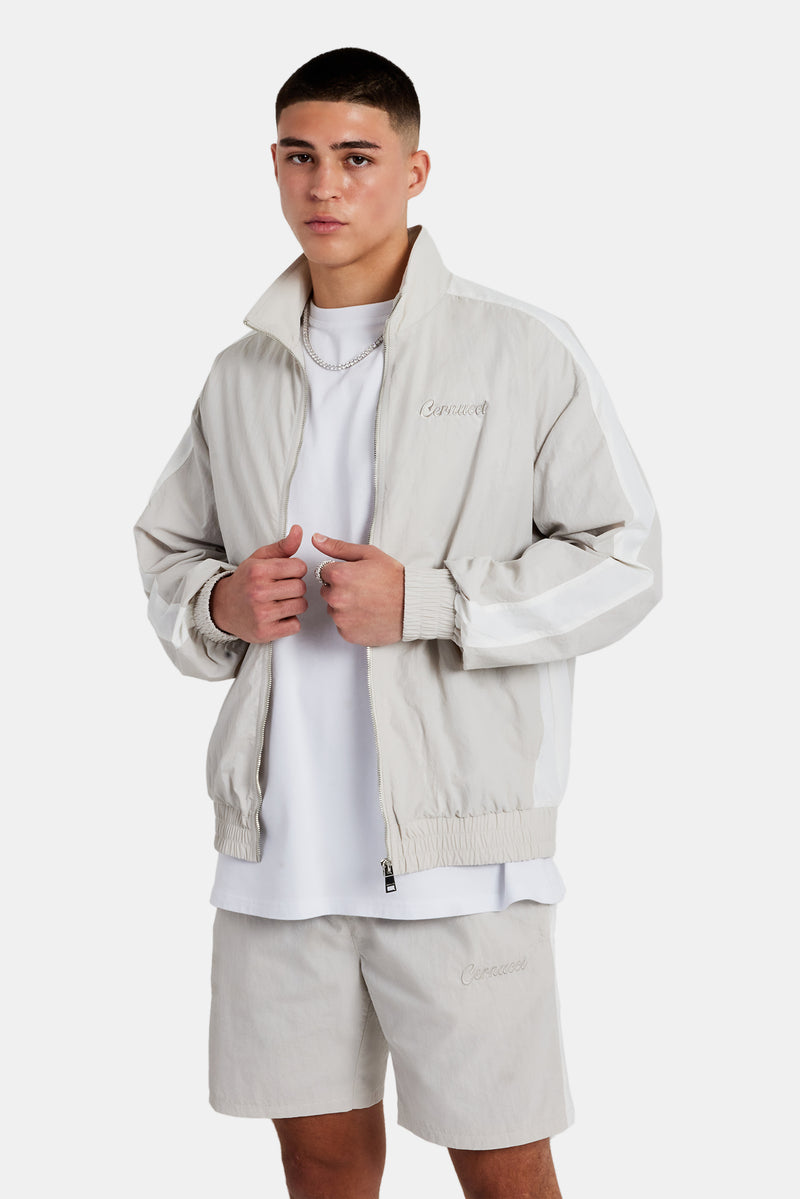 Cernucci Panelled Nylon Track Jacket & Short Set - Stone