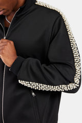 Pearl Detail Track Jacket  - Black