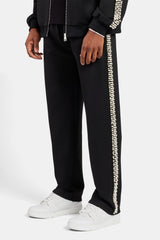 Pearl Detail Straight Leg Trouser  - Black