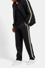 Pearl Detail Straight Leg Trouser  - Black