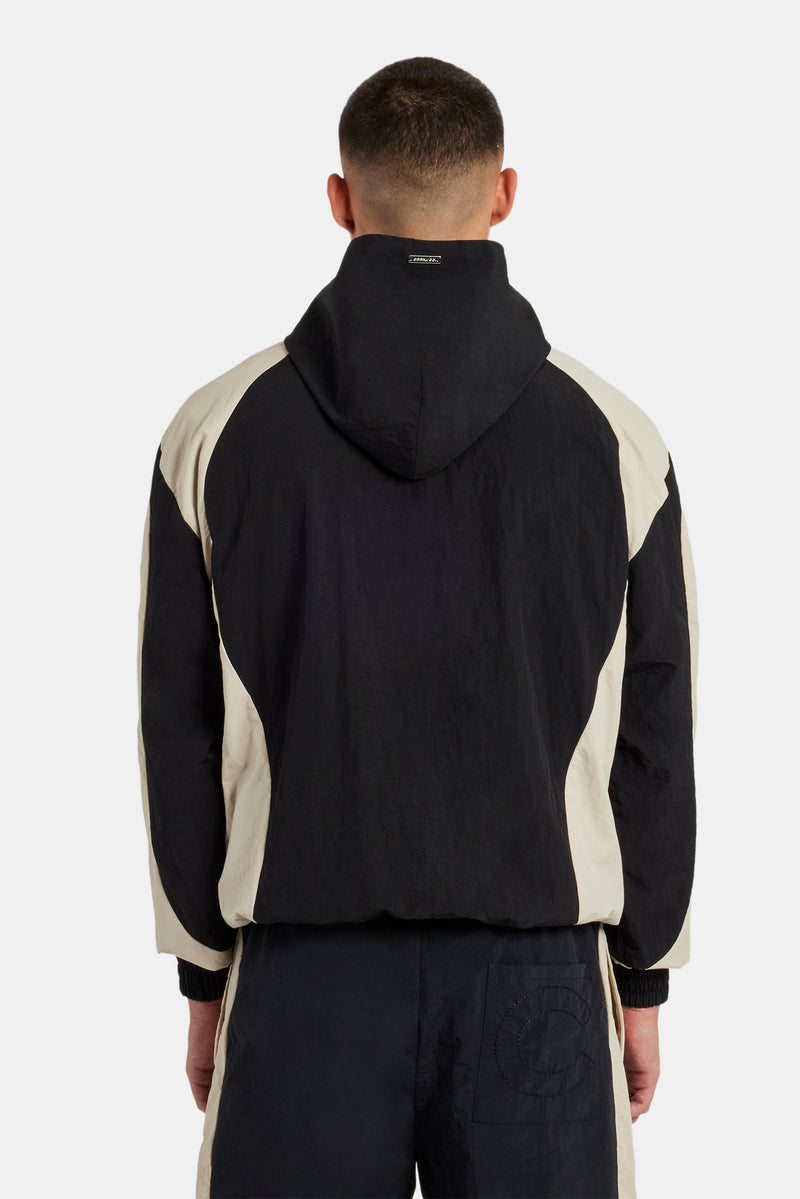 Nylon Hooded Track Jacket - Black