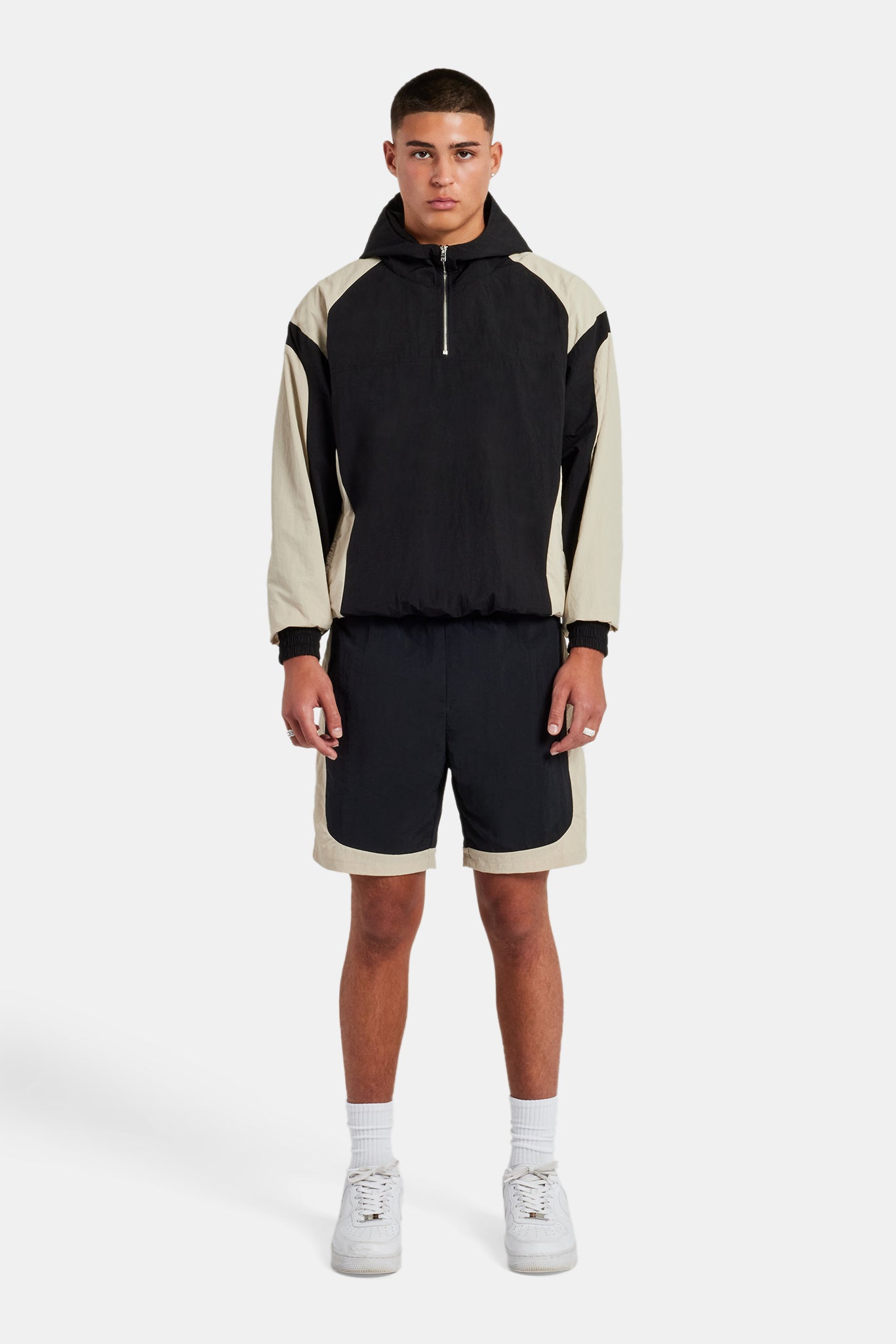 Nylon Hooded Track Jacket & Short Set - Black | Mens Sets | Shop ...