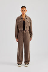 Cropped Cord Jacket - Taupe