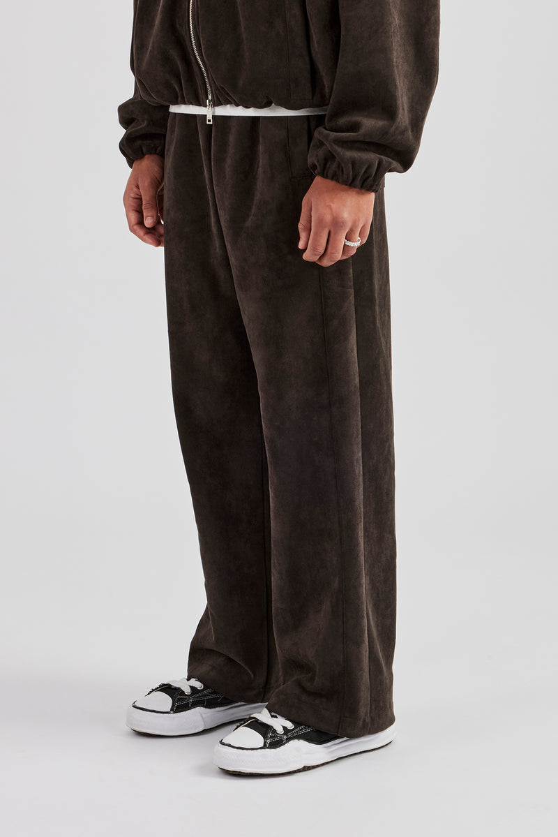 Suede Straight Leg Jogger - Charcoal