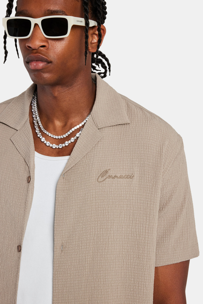 Textured Revere Shirt - Stone