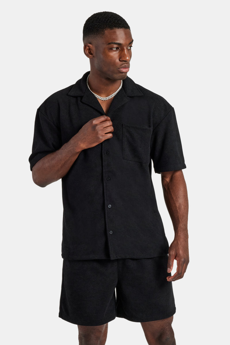 Heavyweight Textured Shirt & Short - Black