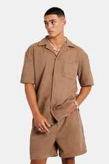 Heavyweight Textured Shirt & Short Set - Mocha