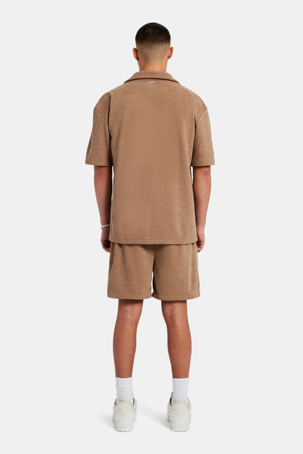 Heavyweight Textured Shirt & Short Set - Mocha