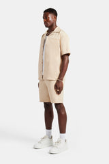 Nylon Embroidered Shirt & Short Set - Sand