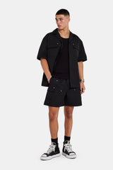 Carpenter Nylon Embroidered Short - Black