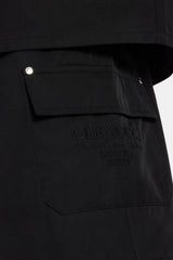 Carpenter Nylon Embroidered Shirt & Short Set - Black