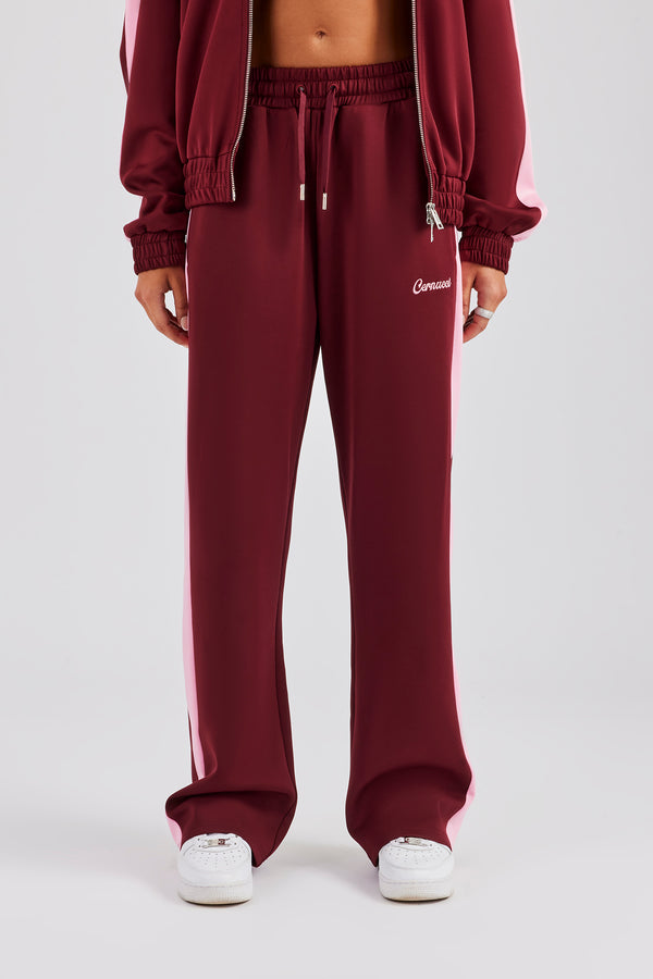 Contrast Panel Track Pant - Burgundy