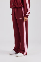 Womens Contrast Panel Track Jacket & Pant - Burgundy