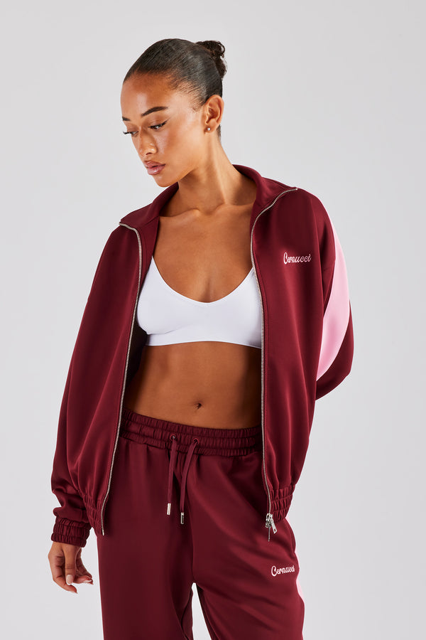 Womens Contrast Panel Track Jacket - Burgundy