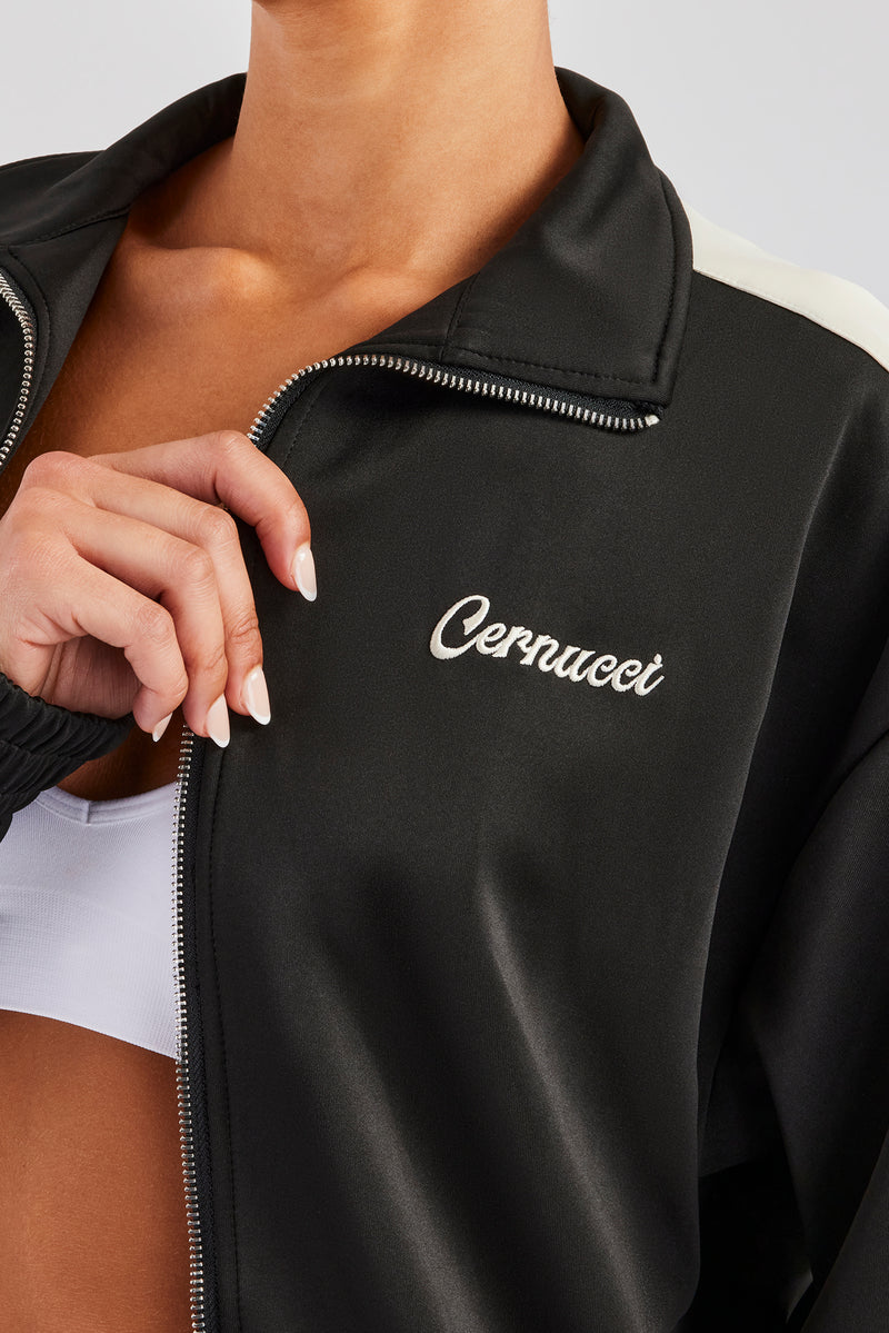 Womens Contrast Panel Track Jacket - Black