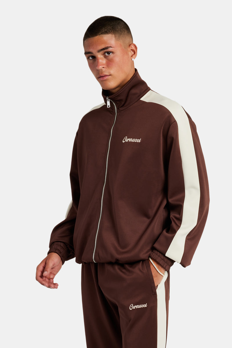 Contrast Panel Track Jacket - Chocolate